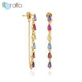 925 Silver Zircon Chain Pendant Stud Earrings Wedding Jewelry