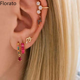 925 Silver Multicolor Zircon Hoop Earrings for Women