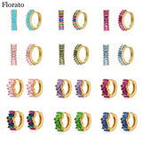 925 Silver Multicolor Zircon Hoop Earrings for Women