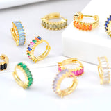 925 Silver Multicolor Zircon Hoop Earrings for Women