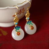 925 Silver Court Style Retro Pendant Earrings