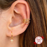 925 Silver Cross Crystal CZ Stud Earrings Women Birthday Gift