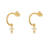 925 Silver Cross Crystal CZ Stud Earrings Women Birthday Gift