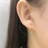 925 Silver Cross Hoop Earrings Water Drop Zircon Circle Vintage Jewelry