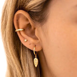 925 Silver Cross Hoop Earrings Water Drop Zircon Circle Vintage Jewelry