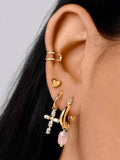 925 Silver Crystal Cross Pendant Hoop Earrings for Women