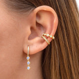 925 Silver Fire Opal Dangle Stud Earrings for Women