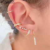 925 Silver Crystal Rainbow Stud Earrings Zircon Jewelry Women