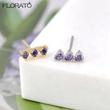 925 Silver Crystal Rainbow Stud Earrings Zircon Jewelry Women