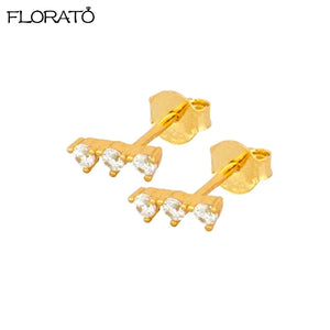 925 Silver Crystal Rainbow Stud Earrings Zircon Jewelry Women