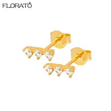 925 Silver Crystal Rainbow Stud Earrings Zircon Jewelry Women
