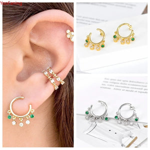 925 Silver Crystal Zircon Tassel Earrings