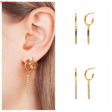 925 Silver Crystal Zircon Tassel Earrings
