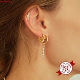 925 Silver Crystal Zircon Tassel Earrings