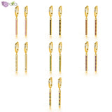 925 Silver Crystal Strip Pendant Earrings Zircon Hoop