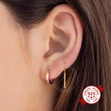 925 Silver Crystal Strip Pendant Earrings Zircon Hoop