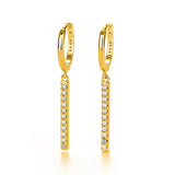 925 Silver Crystal Strip Pendant Earrings Zircon Hoop
