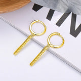 925 Silver Crystal Strip Pendant Earrings Zircon Hoop