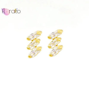 925 Silver Crystal Stud Earrings CZ Wedding Jewelry