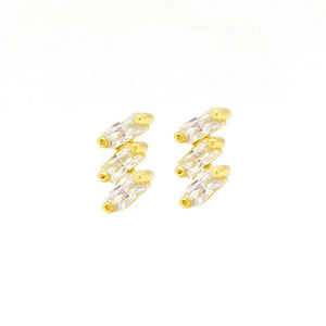 925 Silver Crystal Stud Earrings CZ Wedding Jewelry
