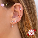 925 Silver Crystal Stud Earrings CZ Wedding Jewelry