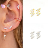 925 Silver Crystal Stud Earrings CZ Wedding Jewelry