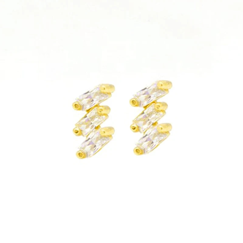 925 Silver Crystal Stud Earrings CZ Wedding Jewelry