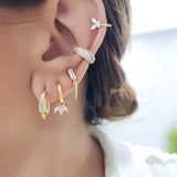 925 Silver Crystal Zircon Drop Earrings Geometric Ins Wedding Jewelry