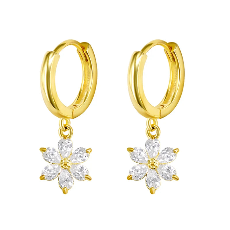 925 Silver Crystal Zircon Drop Earrings Geometric Ins Wedding Jewelry