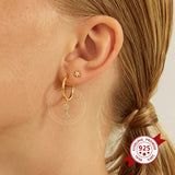 925 Silver Crystal Zircon Drop Earrings Geometric Ins Wedding Jewelry