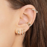 925 Silver Crystal Twisted Hoop Earrings Zircon Huggie Jewelry