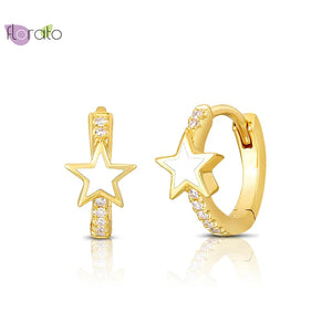 925 Silver Candy Enamel Love Hoop Earrings Star Pendant Jewelry