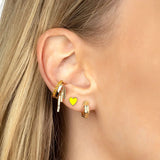 925 Silver Candy Enamel Love Hoop Earrings Star Pendant Jewelry