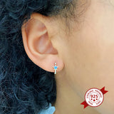 925 Silver Candy Enamel Love Hoop Earrings Star Pendant Jewelry