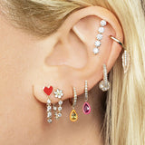 925 Silver Neon Heart Stud Earrings