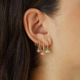 925 Silver Turquoise Enamel Hoop Earrings Tassel Chain Huggie Jewelry