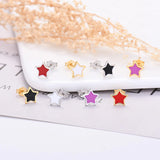 925 Silver Enamel Five-Pointed Star Stud Earring