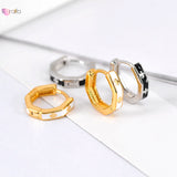 925 Silver Enamel Geometric Rectangle Hoop Earrings for Women