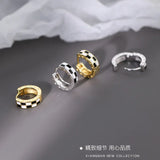 925 Silver Enamel Geometric Rectangle Hoop Earrings for Women