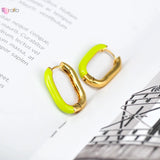 925 Silver Enamel Geometric Rectangle Hoop Earrings for Women