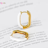925 Silver Enamel Geometric Rectangle Hoop Earrings for Women