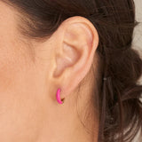 925 Silver Enamel Hoop Earrings Candy Colors Party Jewelry