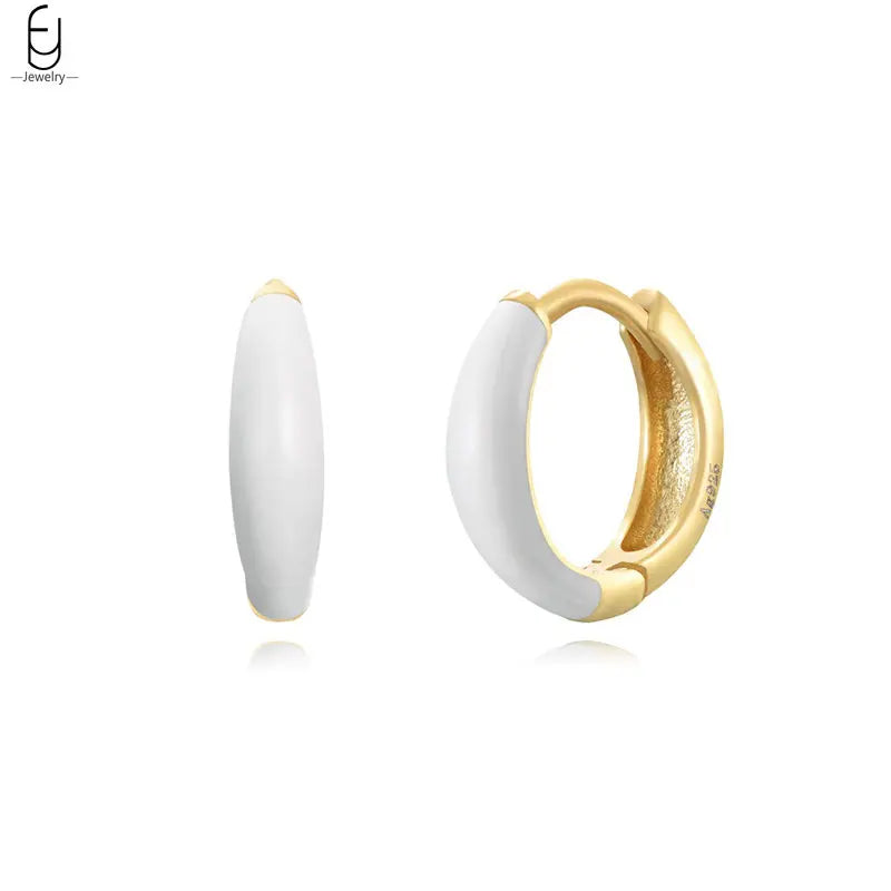 925 Silver Enamel Hoop Earrings Candy Colors Party Jewelry