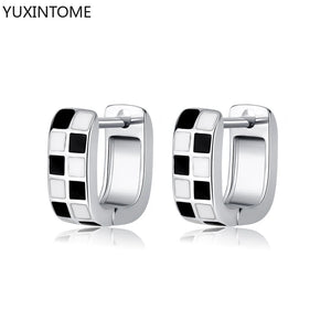 Enamel Hoop Earrings & Grid Heart Pendant Set