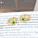 925 Silver Star Hoops with CZ Inlay for Women