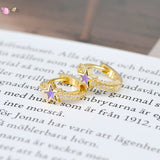 925 Silver Star Hoops with CZ Inlay for Women