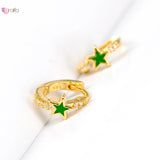 925 Silver Star Hoops with CZ Inlay for Women