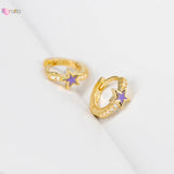 925 Silver Star Hoops with CZ Inlay for Women