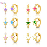 925 Silver Star Hoops with CZ Inlay for Women