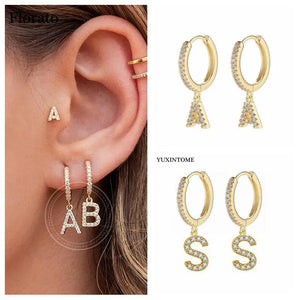 925 Silver 26 Letters Pendant Earring For Women